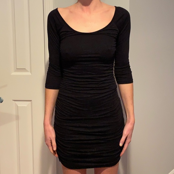 Black Mini Dress Quarter length sleeves. - Picture 3 of 4